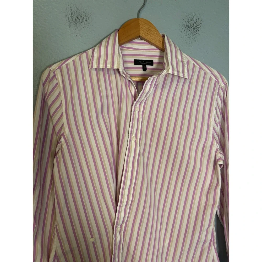 Rag & Bone Women's Indiana Striped Twisted Shirt Pink White Size XS - Picture 5 of 12